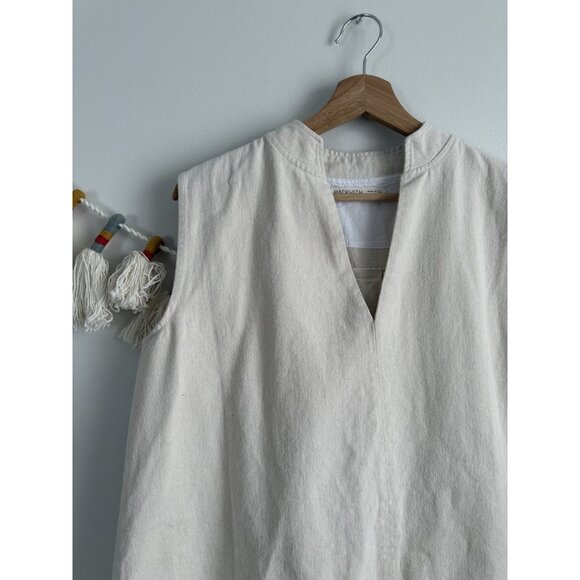 Hackwith Design House Cream V-neck Sleeveless High Low Hem Top Neutral Basics XS - Picture 4 of 9